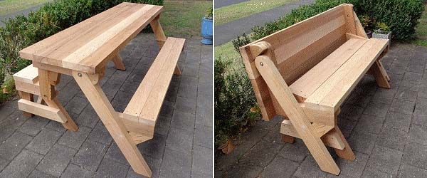 50 Free Diy Picnic Table Plans For Kids, Bench Folds Into Picnic Table Plans Free