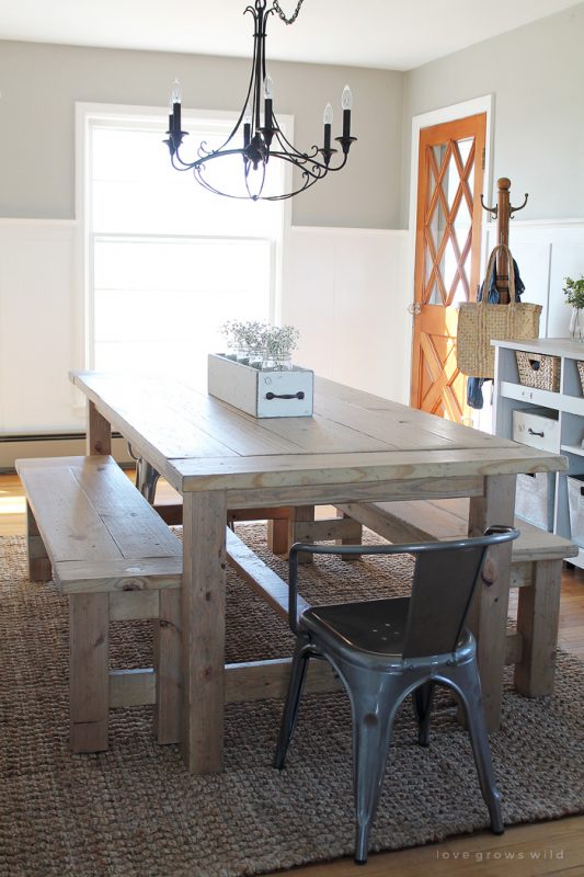 40 Diy Farmhouse Table Plans Ideas, Farmhouse Style Dining Table Set With Bench