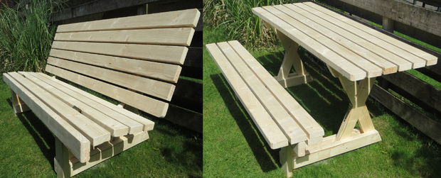 2 In 1 Convertible Picnic Table Garden Bench Off 52 - Garden Bench Converts To Picnic Table Plans