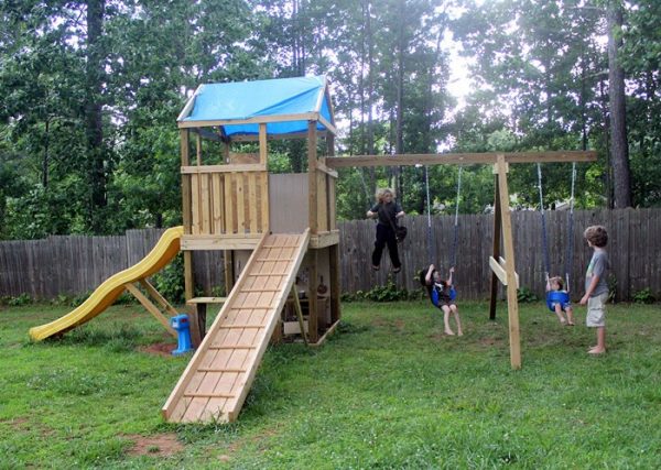 34 Free Diy Swing Set Plans For Your Kids Fun Backyard Play Area - Diy Swing Set With Slide