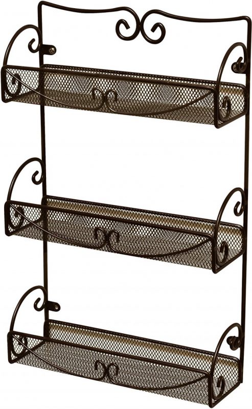 2 TIER SPICE HERB JAR RACK HOLDER STAND RACK WALL MOUNTED UNIT WOOD WOODEN 9221 