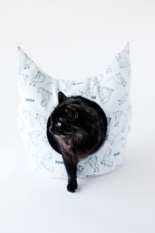 DIY cat bed with personalized fabric