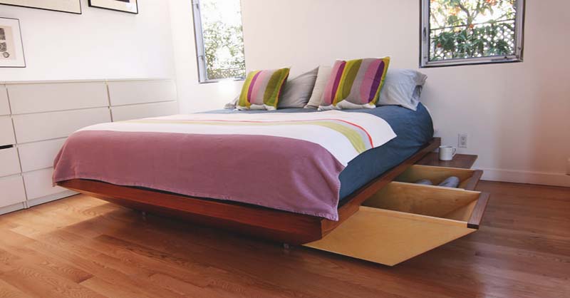 22 Spacious Diy Platform Bed Plans, Wood Bed Frame Queen With Drawers Plans