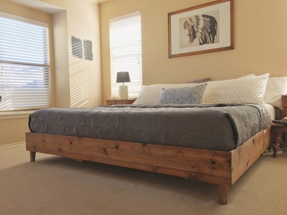 22 Spacious Diy Platform Bed Plans, Diy Simple King Size Bed Frame