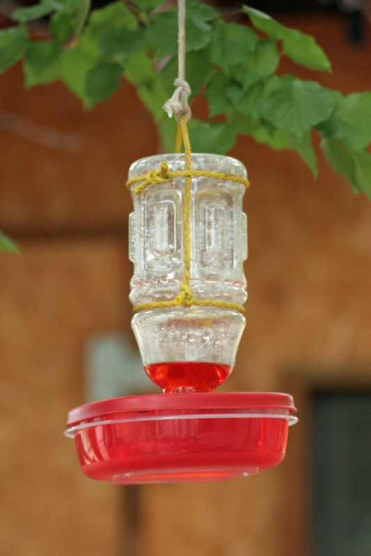 hanging homemade hummingbird feeder