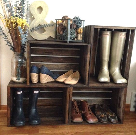 22 Chaos Eliminating Diy Shoe Rack Ideas, Wooden Crate Shoe Organizer