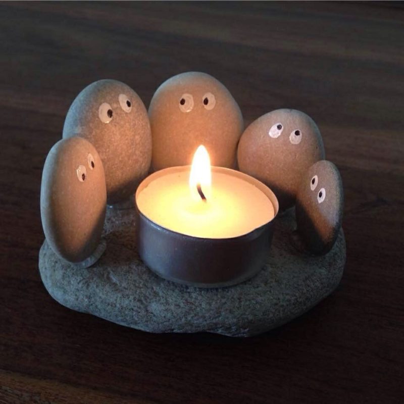 rocky diy candle holders
