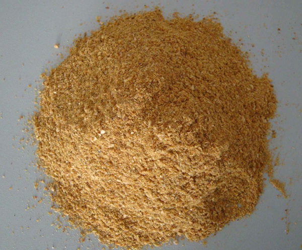A pile of corn gluten meal, which shows promise as a natural weed killer