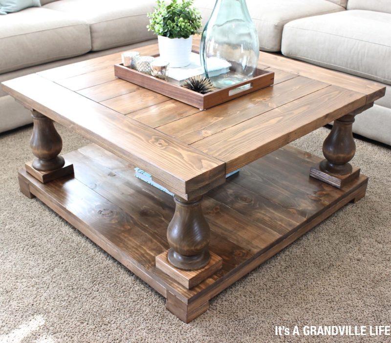 60 Diy Coffee Table Plans And Ideas, Wood Pillars For Coffee Table