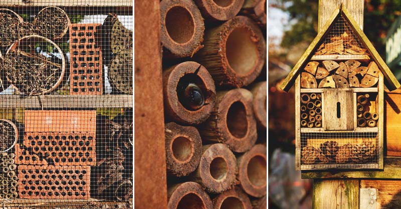 CALIDAKA Wooden Insect Bee House,Wooden House Pollinator Bee,Handmade Natural Wooden Bee Hive Bee Hotel Garden,Attracts Peaceful Bee Pollinators to Enhance Your Garden's Productivity 