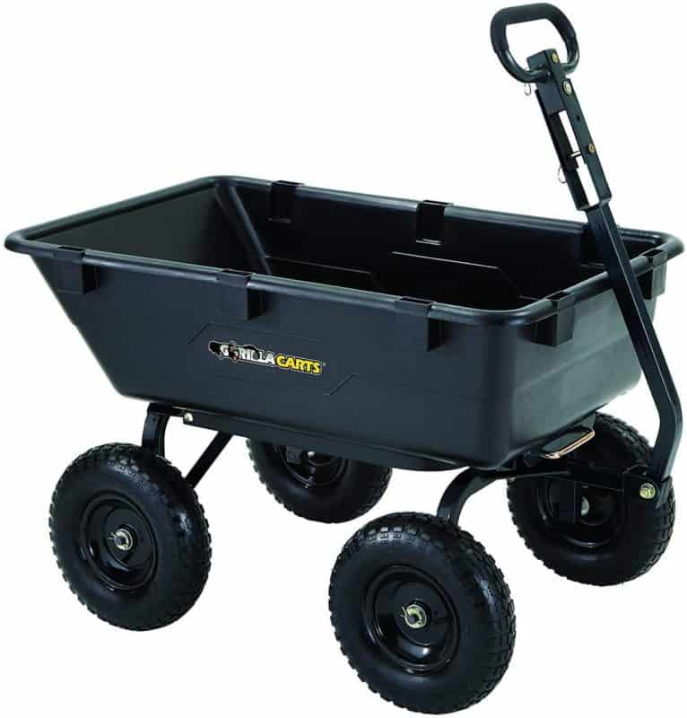 Gorilla Carts GOR6PS Heavy-Duty Poly Yard Dump Cart with 2-In-1 Convertible Handle 