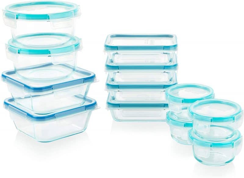 Utopia Kitchen Glass Food Storage Container Set - 18 Pieces (9 Containers  and 9 Lids) - Transparent Lids - BPA Free (Blue, 18 Piece Set)