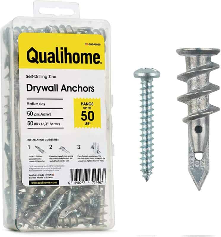 Grab Bar Includes:1/2 Drill Bit 4 X 200lbs SNAPTOGGLE Anchors 200 lbs Drywall Anchor Mounting Kit for Wall Mounting Without Studs or Through Metal/Steel Studs to Mount TVs Etc 4 Screws+Washers 