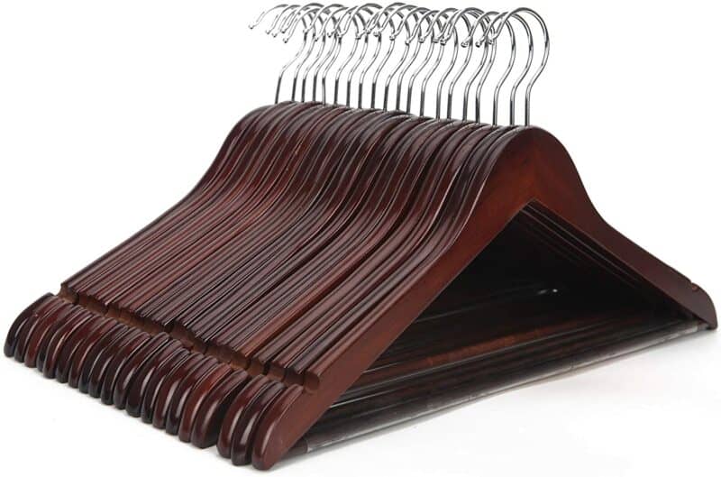 AmazonBasics Solid Clothes Hangers Wood Suit Hangers 30 Pack Cherry 